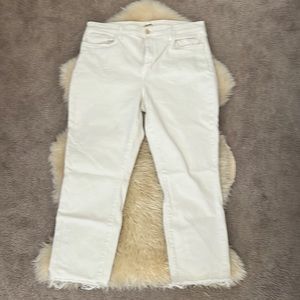 L'AGENCE Sada High-Rise Crop Slim Jeans, Vintage White, 32